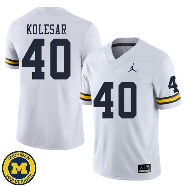 Mens University of Michigan #40 Caden Kolesar White Fashion Jersey